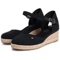 Tommy Hilfiger MID WEDGE ESPAD CLOSED TOE Keilsandalette Plateau, Sommerschuh mit verstellbarer Schnalle, schmale Form schwarz 38 EU