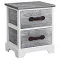CARO-Möbel Nachttisch Salerno Nachtschrank Nachtkommode, mit 2 Schubladen in weiß grau, Shabby Chic Vintage Look