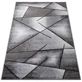 oKu-Tex Teppich Kurzflorteppich, modern, geometrisches Muster, Wohnzimmerteppich, rechteickig, Höhe: 11 mm, Teppich Wohnzimmer, Designteppich, meliert, weicher und dichter Flor grau 80 cm x 250 cm x 11 mm