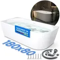 Belvit Badewanne halbfreistehend & freistehend aus Acryl – Eckbadewanne oder oval, Links, Mittig & Rechts, in 180x80 - 170x78 cm, mit Ablaufgarnitur 80 cm x 180 cm x 60 cm