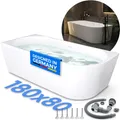 Belvit Badewanne halbfreistehend & freistehend aus Acryl – Eckbadewanne oder oval, Links, Mittig & Rechts, 180x80 - 170x78 cm, mit Ablaufgarnitur