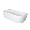 Aloni Halbfreistehende Eckbadewanne 180 x 80 cm links, Acryl Badewanne mit Mittelablauf, Vorwandbadewanne, Raumsparbadewanne für Eckmontage, freistehende Wanne modern, Weiß