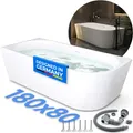 Badewanne Eckwanne Halb-Freistehende Badewanne 180x80 Links Rundeck Acryl Weiß