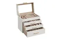 SONGMICS Schmuckkasten, mit 4 Ebenen, Schmuckbox mit Glasdeckel, 3 Schubladen