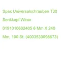 Spax Universalschrauben T30 Senkkopf Wirox 0191010602405 6 Mm X 240 Mm, 100 St.