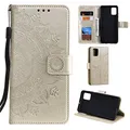 CoverKingz Handy Case kompatibel mit Samsung Galaxy A51 - Handy Cover mit Kartenfach Phonecase - Smartphone Hülle klappbar Motiv Mandala Gold