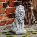 Sitzender Löwe Steinfigur H. 34 cm, 25 x 14 cm, 10 kg, Frostsicher (gerade)