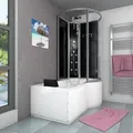 Kombination Badewanne Dusche K50-L30-EC Duschtempel 170x100 cm - Schwarz