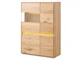 Massivmoebel24 Highboard CARDIFF (Massivholz), Highboard Wildeiche inkl. LED 103x43,5x152 natur geölt CARDIFF #121