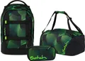 Satch, Schulrucksack-Set PACK Seismic Green 3-teilig, ab 5. Klasse