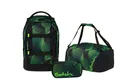 Satch Schulranzen Schulrucksack-Set PACK Seismic Green 3-teilig (3-teilig), ergonomisch, Your-Size-System: auf Körpergröße anpassbar