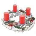 Tischkranz rund, Weihnachtsdeko Adventskranz, Holz Ø 40cm mit Kerzen, rot