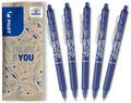 PILOT FriXion Clicker 0.7 – Farbe Blau – Radierbarer, nachfüllbarer Gel-Tintenroller mit Druckmechanik und thermosensitiver Tinte, mittlere Spitze, 1 Stück (5er Pack)