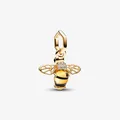 PANDORA Charm Anhänger Vergoldetes Metall goldfarben Biene Steine weiß 762672C01
