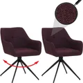 2er-Set Esszimmerstuhl HWC-O47, Küchenstuhl Armlehne, drehbar Auto-Return, Stoff/Textil (270g/m²) bordeaux