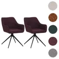 2er-Set Esszimmerstuhl HWC-O47, Küchenstuhl Armlehne, drehbar Auto-Return, Stoff/Textil (270g/m2) ~ bordeaux