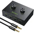 LiNKFOR 3.5mm Stereo Audio Switcher Selector 3,5mm Stereo Audio Schalter Umschalter Splitter Konverter 4 x 1/1 x 4 für passive Lautsprecher Kopfhörer, Nr Externe Stromversorgung erforderlich