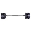 GORILLA SPORTS® Langhantel Set 38 kg - inkl. Hantelscheiben 30kg (6x5 kg), 30mm Langhantelstange 120cm, mit 2 Federverschlüsse, Verchromt, Kunststoff - Hantelset, Langhantelset, Langhanteln, Gewichte
