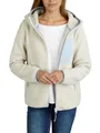 DENIMFY Fleecejacke Damen Regular Fit DFLea Teddyfleece Kapuzenjacke Winterjacke Übergangsjacke Stehkragen, Größe:3XL, Farbe:Light Sand (60200)