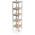 EASYmaxx Schwerlastregal mit 5 belastbaren Holzböden 40x40x180cm silber/holzfarben
