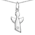 Materia Kinder Kette Engel - 925 Sterling Silber Geburt-Stein April Geschenk Taufe in Etui KA-459-Weiß-K109