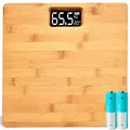 Retoo Personenwaage aus Bambus mit LCD, Digitale Holzwaage bis 180 kg, Waage, Elektronische Badezimmerwaage, Batteriebetrieben, Holz-Oberfläche, Digitalwaage, Gewichtswaage 30 x 30 cm