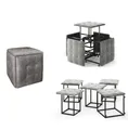 Rodnik Sitzhocker Transformer 5-in-1 (Sitzwürfel, auf Rollen, stapelbar, gepolstert, kompakte Aufbewahrung, 5 St., Ideal für Gäste-Jugend- Kinderzimmer, Ferienhaus), Platzsparend
