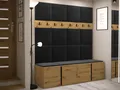 Mirjan24 Garderoben-Set Easton V, Garderobe mit 16 Stück Gepolstertes Wandpaneel Pag 42x42 (Artisan Eiche + Schwarz, Manila 18)