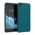 kwmobile Handyhülle für Apple iPhone SE (2022/2020) / iPhone 8/7 Hülle - Case Silikon - Kabelloses Laden - Schutzhülle Cover in Petrol matt