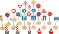 Small Foot Verkehrsschilder-Set aus Holz, Zubehör für Holzfahrzeuge und Eisenbahnen, für Kinder ab 3 Jahren, 11736 Toys