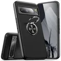 KRAFTCARE Hülle für Google Pixel 8 Pro, Handyhülle mit Eingebetteter 360° Grad Ring, Magnetische Schutzhülle TPU Stoßfest Cover Case für Google Pixel 8 Pro,Schwarz