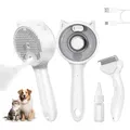 2-in-1 Dampf-Katzenbürste & Unterwolle-Entferner Set - Profi-Tierpflegebürste mit 2-Stufen-Kaltnebel, Entfilzen & Massage, USB-ladbar, Großvolumen-Wassertank für Lang- & Kurzhaarige Hunde & Katzen