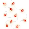 GOOBAY LED-Fotoclips-Lichterkette "Geschenk", Timerfunktion, 10 LEDs, 140 cm - Rot/Silber/Transparent/Weiß
