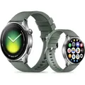 Xiaomi Watch 5 Smartwatch 47 mm, Wear OS, 1,54-Zoll-AMOLED-Display, GPS, NFC, 5 ATM, Armband aus Fluorelastomer in Juniper-Grün - Grün