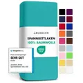 Jacobson Spannbettlaken aus 100% Baumwolle, Jersey Bettlaken 160 g/m2, Spannbetttuch mit Gummizug, OEKO-TEX®, pflegeleicht, viele Farben blau 140 - 160 cm x 200 cm