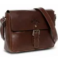 SID & VAIN kleine Messenger Bag echt Leder - Schultertasche Yale - Umhängetasche mit Schultergurt - Ledertasche Herren und Damen braun handgefertigt