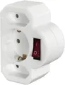 Hama Steckdosenadapter 3-fach, 1x Schutzkontakt, 2x Euro, Schalter, Weiß