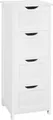 WOLTU Badezimmerschrank, Badschrank, mit 4 Schubladen, modern, 30x82x30 cm : Weiß Farbe: Weiß