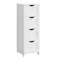 WOLTU Badezimmerschrank, Badschrank Schmal Klein, Beistellschrank mit 4 Schubladen, 30 x 30 x 82 cm, für Badezimmer, Wohnzimmer, Schlafzimmer, Esszimmer, Küche, Modern, Weiß BZS07ws