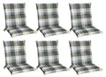 Beautissu 6er Set Sunny BK Niedriglehner Auflagen 100x50 cm in Blau Kariert