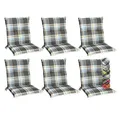 Beautissu 6er Set Sunny BK Niedriglehner Auflagen Set für Gartenstühle 100x50 cm Polster in Blau Kariert - Bequeme Gartenstuhl Stuhlkissen Polsterauflagen mit UV-Lichtecht