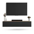 Planetmöbel West TV-Schrank, Fernsehtisch 160 cm lang, TV-Board hängend oder stehend, Fernsehschrank für Wohnzimmer, TV Möbel 37,8 x 160 x 30 cm, Gold Eiche anthrazit