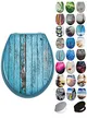 Grafner MDF WC Sitz viele schöne Motive zur Auswahl - stabile Qualität - einfache Montage WC Deckel Klobrille (Blue Planks)