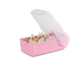 HAN Aufbewahrungsbox HAN Karteibox CROCO transluzent quer inkl. 100 Karten pastellrosa DIN