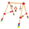 Holz Spieltrapez Spielbogen für Babys Figuren Rasseln Kugeln Höhenverstellbar