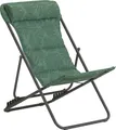Dehner Campingstuhl Ibiza, klappbar, inkl. Kopfpolster, 87 x 62 x 76 cm, Stahl/Textilene/Polyester, dunkelgrün mit Blattmotiv