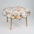 laro 140cm runde Wachstuch Tischdecke abwaschbar Wachstuchtischdecke mit Saum-Eingefasst-Paspelband, Muster:Granatapfel Rot Orange Weiß, Größe: Rund 140cm