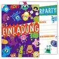 Partycards Einladungskarten Kindergeburtstag Mädchen und Junge, 12 Stück, Postkartenformat A6, Kinder Einladungskarten Geburtstag, Einladungskarten Kindergeburtstag Junge