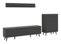 xonox.home - Wohnkombination Linea 3-TLG. Set 269x175x40 cm in grau Melamin und grau matt und schwarz - Wohnkombination Wohnwand Wohnzimmermöbel Wohnzimmerschrank - hochwertig verarbeitet