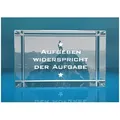 Dekofigur 3D Glasquader Motivationsspruch Aufgeben widerspricht der Aufgabe, Hochwertige Geschenkbox, Made in Germany, Familienbetrieb